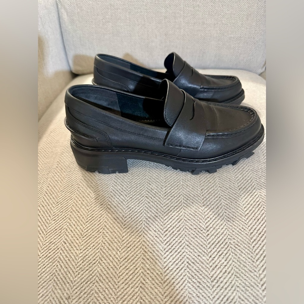 rag & bone Classic Shiloh Black Leather Lug Sole Loafers - Picture 3 of 7